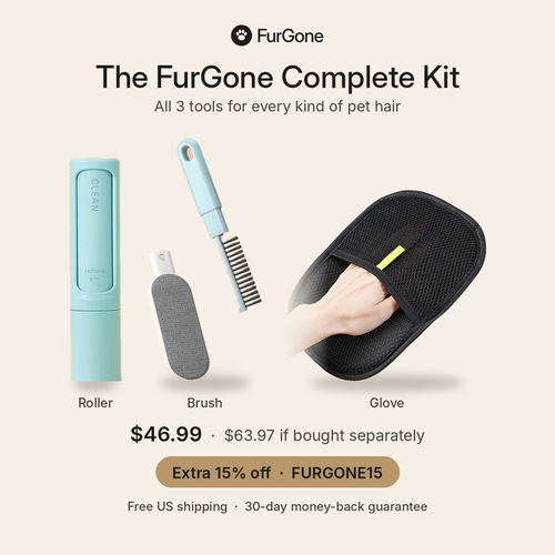 FurGone Complete Kit - roller, blue brush and grooming glove